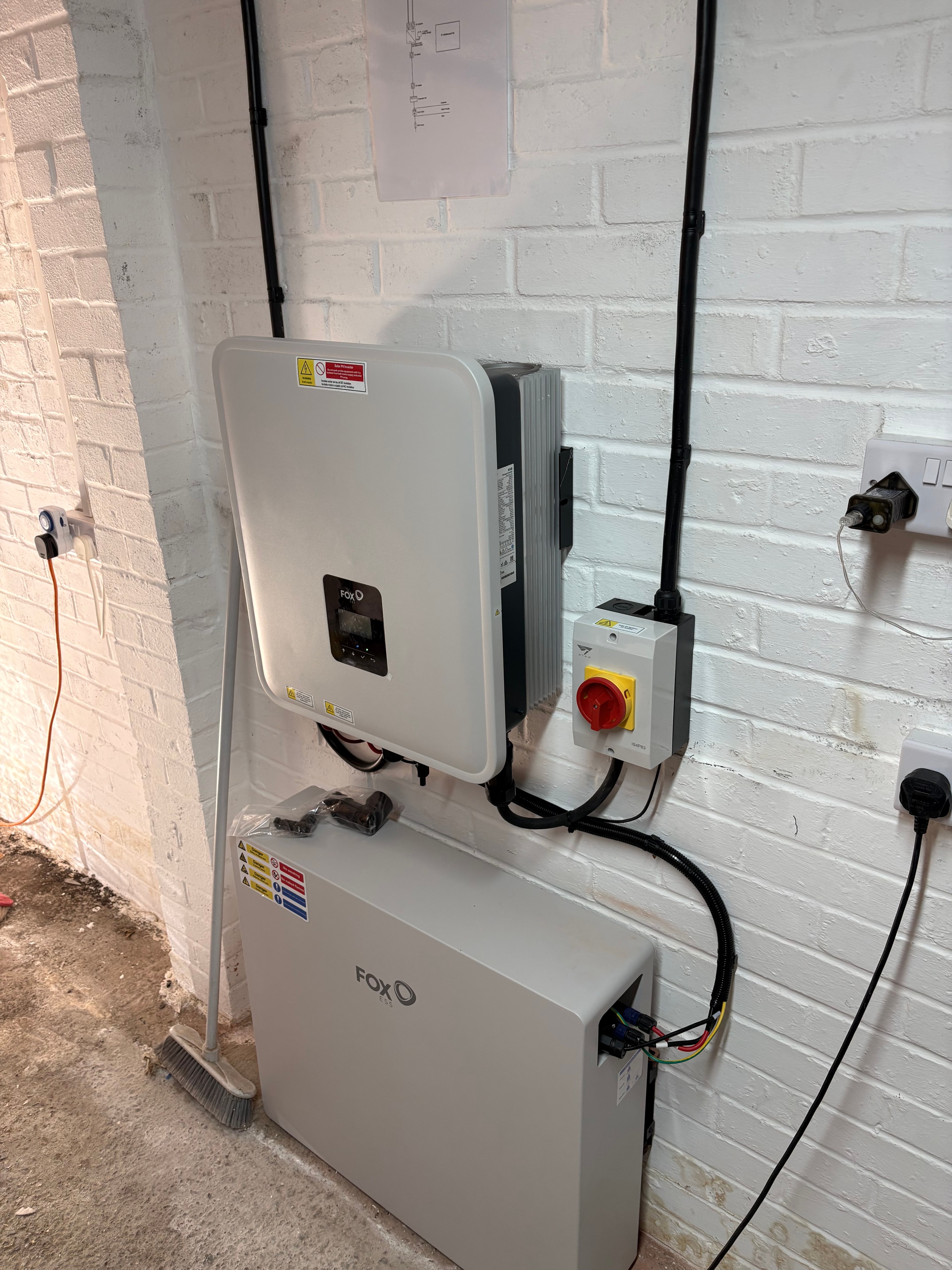 Solar inverter installed alongside battery storage